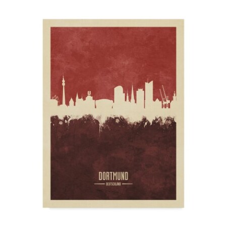 Trademark Fine Art Michael Tompsett 'Dortmund Germany Skyline Red Ii' Canvas Art, 18x24 MT02456-C1824GG